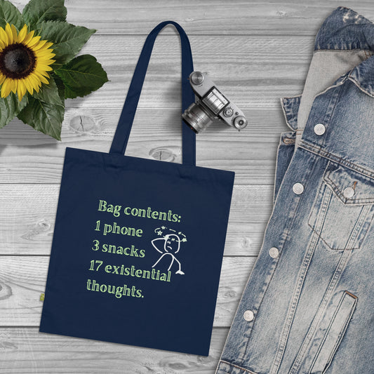 Existential Thoughts Tote Bag, Funny Grocery Bag, Eco-Friendly Shopper, Gift for Philosophers, Weekend Outing Bag