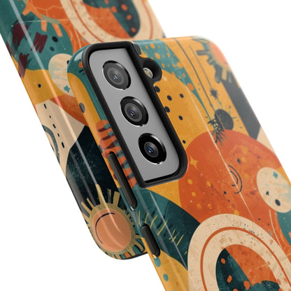 Dopamine Fun Retro Celestial Sun and Moon Samsung Phone Case | Abstract Boho Art - You're My Kind of Weird