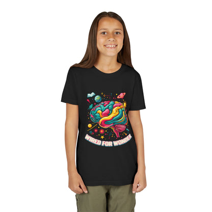Youth Tee — Colorful Brain Art "Wired for Wonder" Kids T-Shirt - You're My Kind of Weird