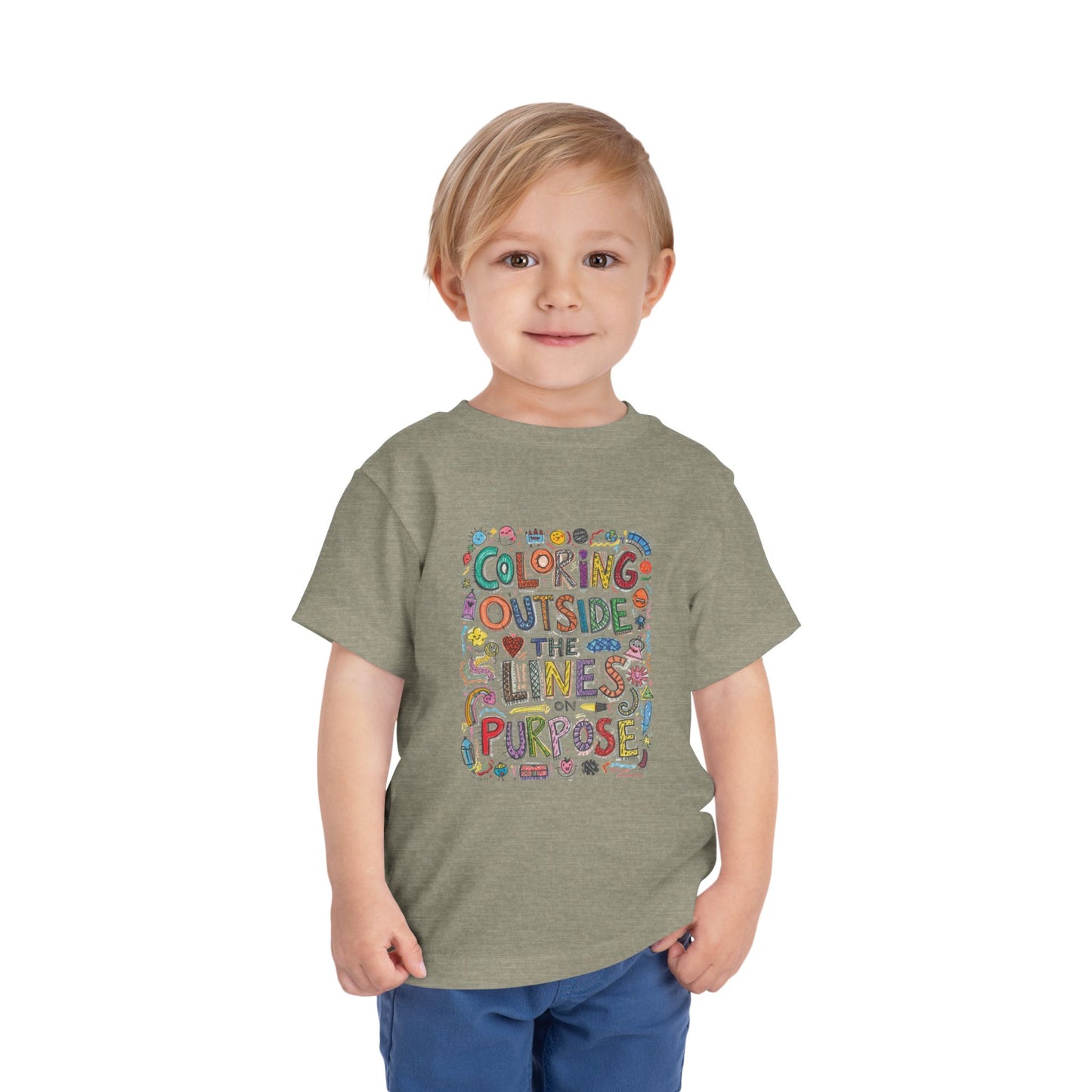 Creative Toddler Short Sleeve Tee - "Coloring Outside the Lines on Purpose", Kids' Gift, Playful Apparel, Summer Outfit, Art-Inspired [...]