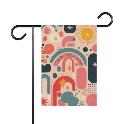 Dopamine Blast Retro Rainbow Sun Abstract Pattern Garden Flag | House Banner - You're My Kind of Weird