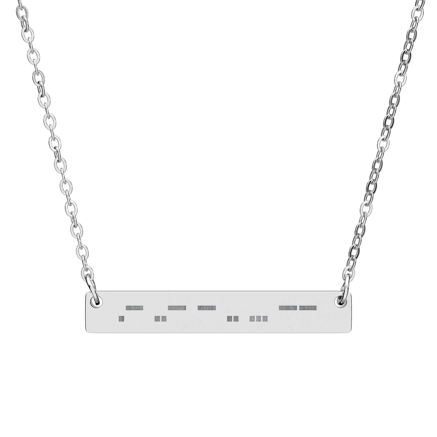 Autism Morse Code Bar Necklace | Minimalist Engraved Stainless Steel Pendant | Subtle Neurodiversity Jewelry