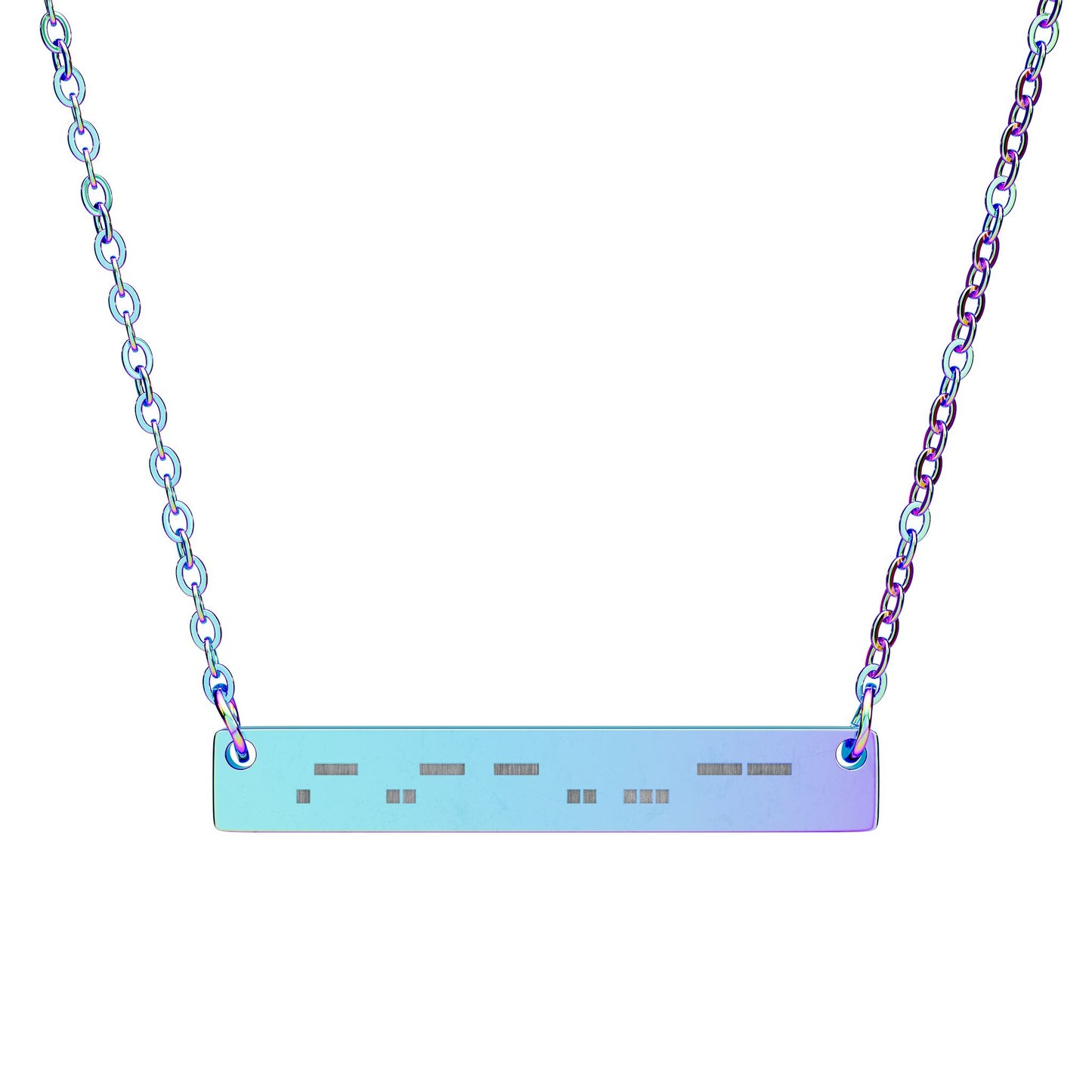 Autism Morse Code Bar Necklace | Minimalist Engraved Stainless Steel Pendant | Subtle Neurodiversity Jewelry