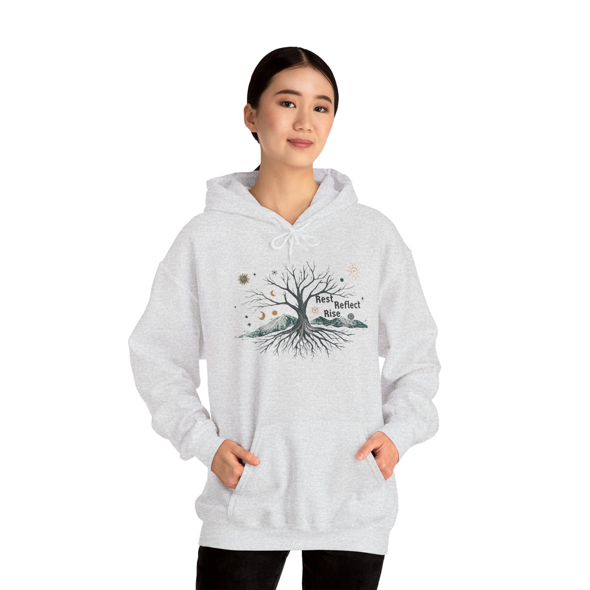 Rest. Reflect. Rise. Hoodie | Cozy Winter Solstice Sweatshirt - You're My Kind of Weird
