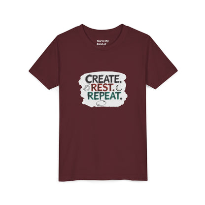 Create. Rest. Repeat. Kids Kwanzaa Shirt | Youth Creativity Tee | Uplifting Holiday Gift for Young Dreamers - You're My Kind of Weird