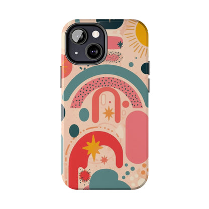 Dopamine Blast Retro Rainbow Pattern i - Phone Case | Abstract Boho Sun Design - You're My Kind of Weird