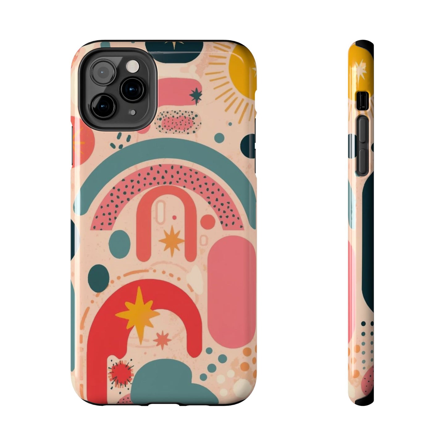 Dopamine Blast Retro Rainbow Pattern i - Phone Case | Abstract Boho Sun Design - You're My Kind of Weird