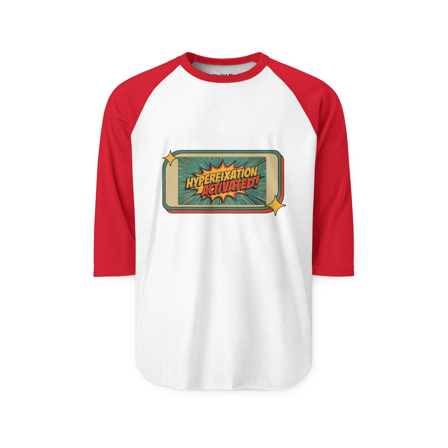 Unisex Three-Quarter Sleeve Raglan Shirt - Hyperfixation Elevated, Funny Gamer Tee, Gift for Nerds, Casual Wear, Birthday Celebration Tee