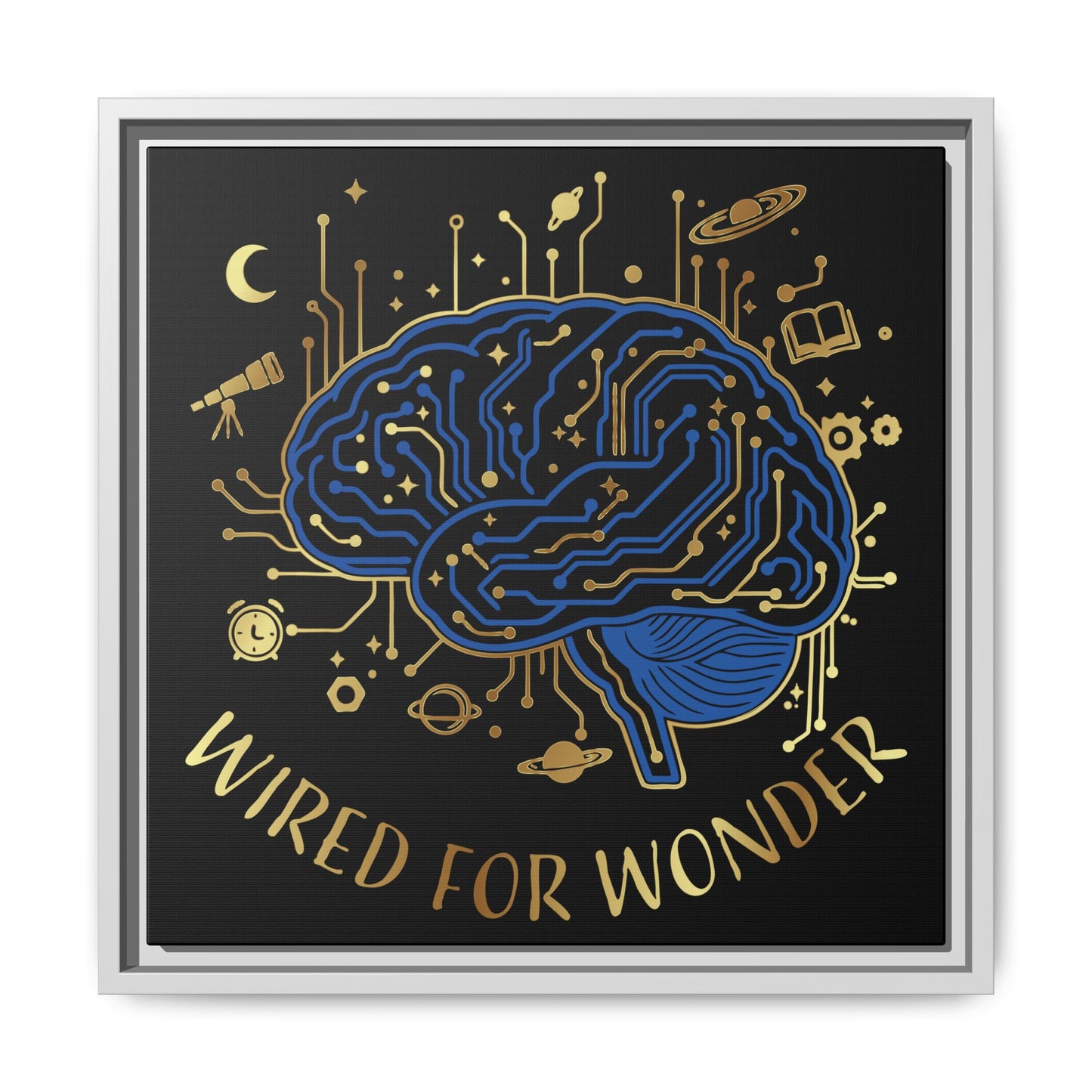 Framed Matte Canvas - "Wired for Wonder" Brain Art - You're My Kind of Weird