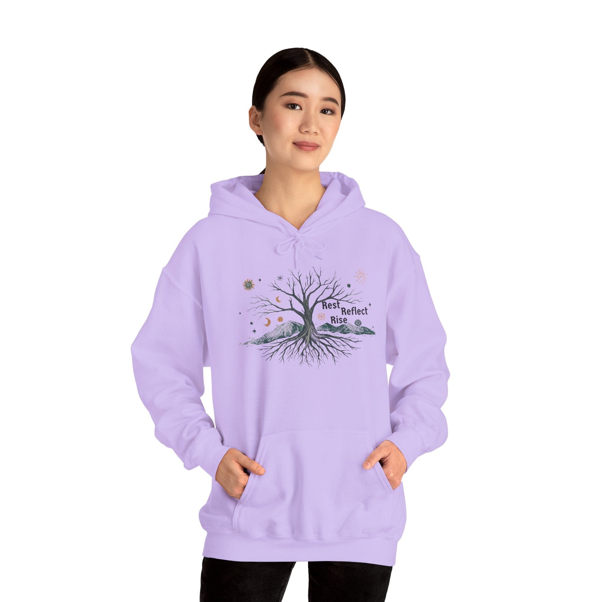 Rest. Reflect. Rise. Hoodie | Cozy Winter Solstice Sweatshirt - You're My Kind of Weird