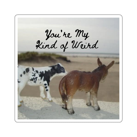 You’re My Kind of Weird’ Die Cut Sticker – Cow & Donkey Vinyl Decal for Laptops, Water Bottles