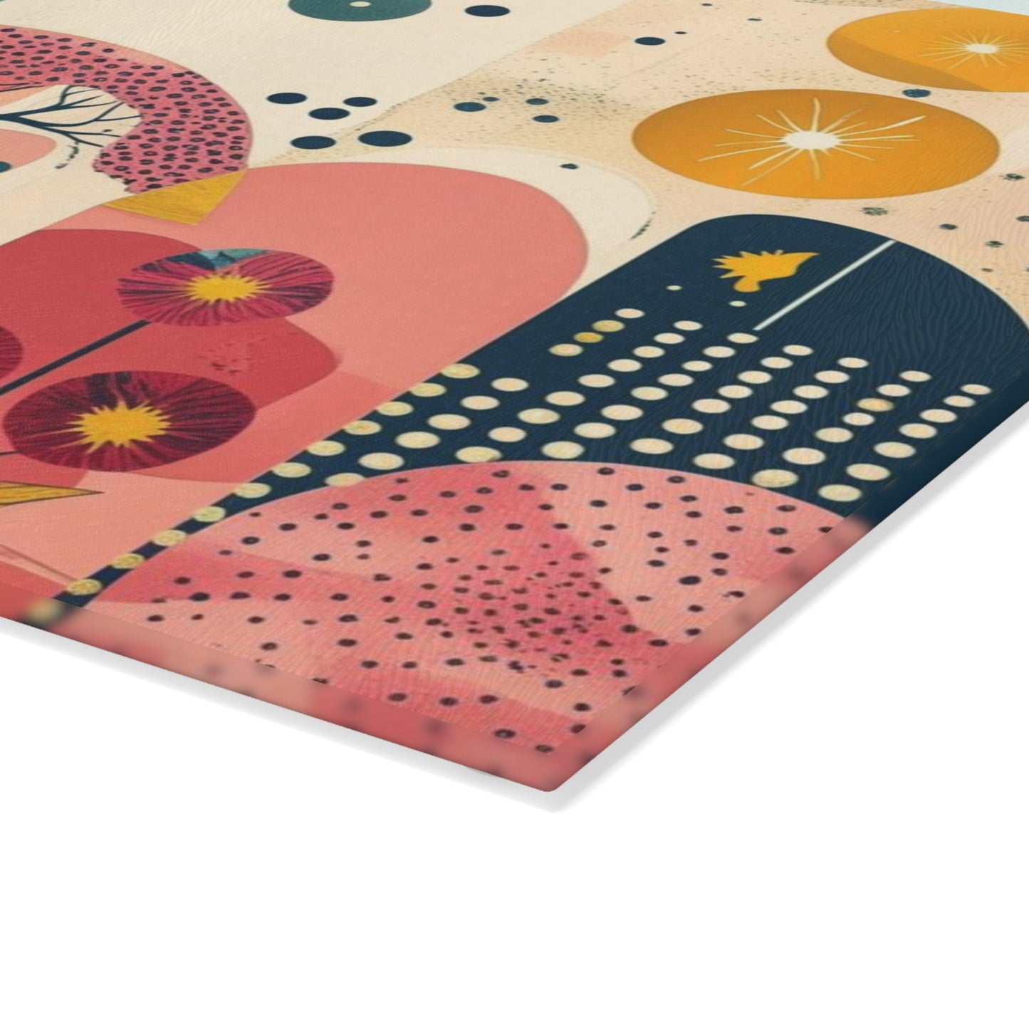 Dopamine Abstract Retro Landscape Glass Cutting Board | Mid - Century Modern Kitchen Decor - You're My Kind of Weird