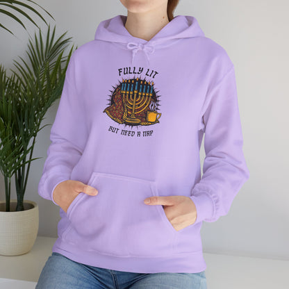 Fully Lit But Need a Nap Hoodie | Funny Hanukkah Sweatshirt - You're My Kind of Weird