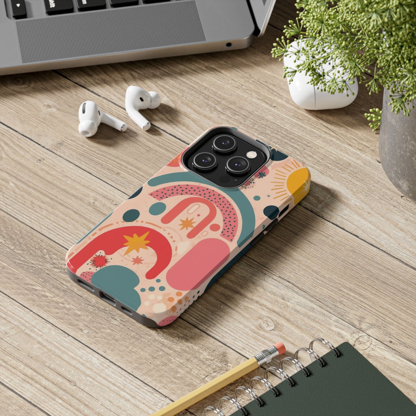 Dopamine Blast Retro Rainbow Pattern i - Phone Case | Abstract Boho Sun Design - You're My Kind of Weird