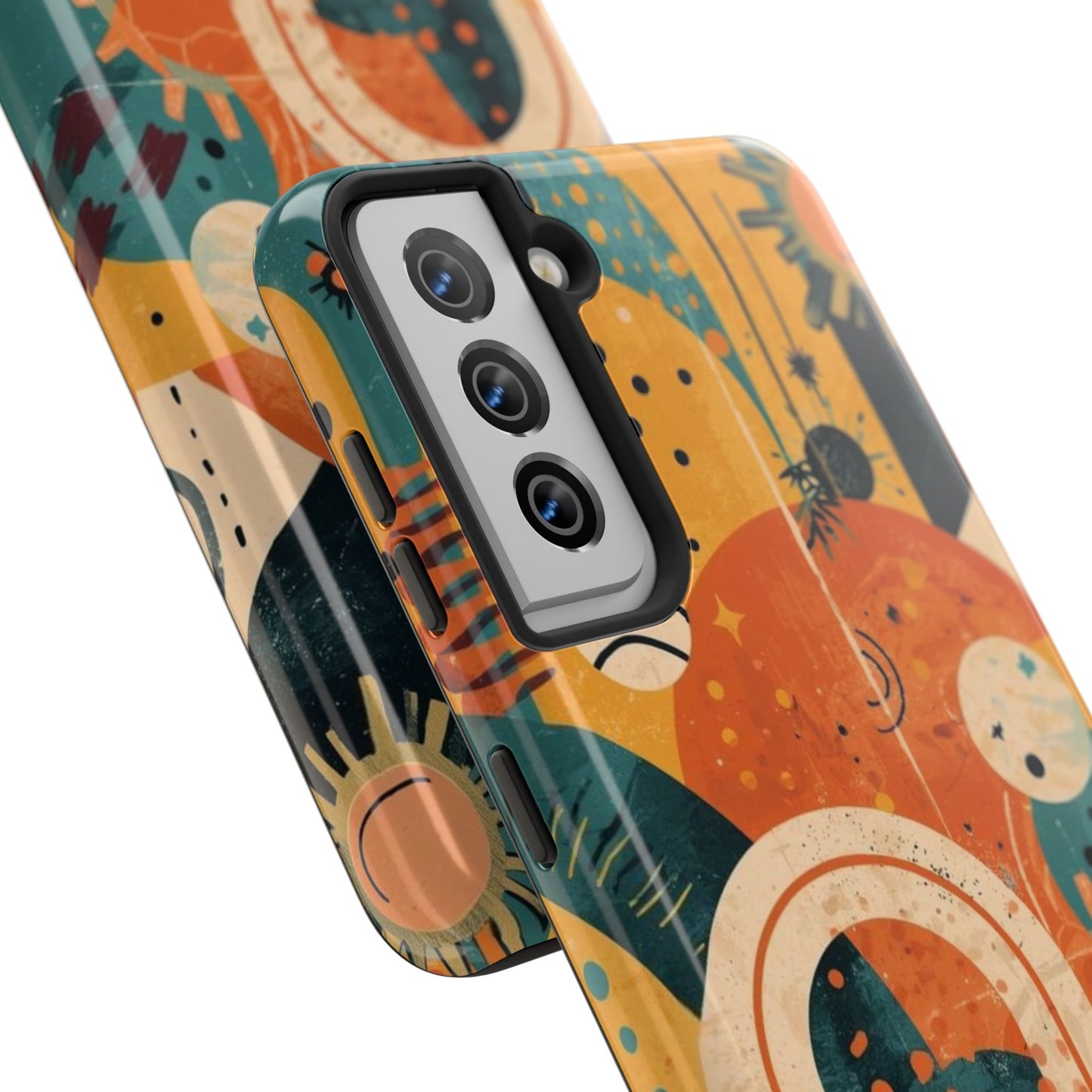 Dopamine Fun Retro Celestial Sun and Moon Samsung Phone Case | Abstract Boho Art - You're My Kind of Weird