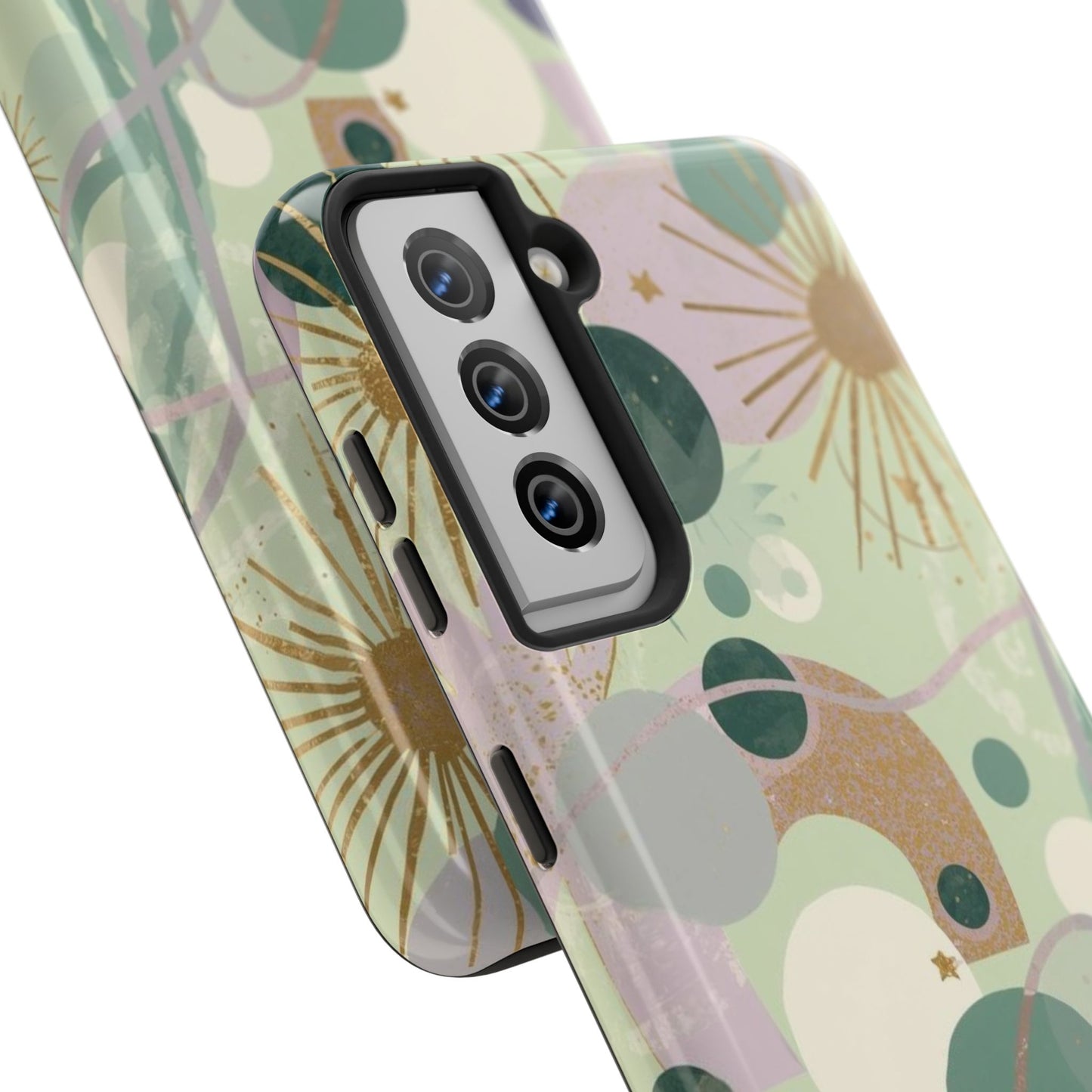 Dopamine Fun Abstract Celestial Pattern Samsung Phone Case | Green Gold Stars - You're My Kind of Weird
