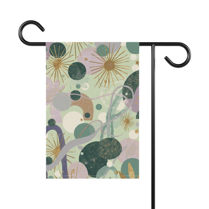 Dopamine Abstract Botanical Pattern Garden Flag | Mid Century Floral House Banner - You're My Kind of Weird