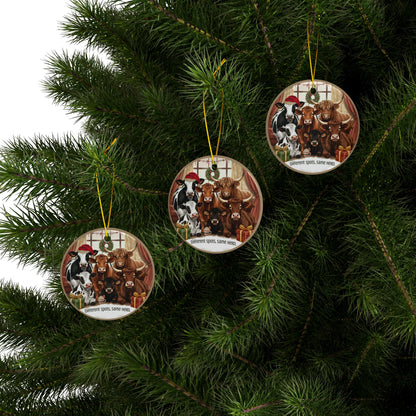 Festive Ceramic Ornaments - “Different Spots, Same Herd.” (1/3/5/10 pcs) - You're My Kind of Weird