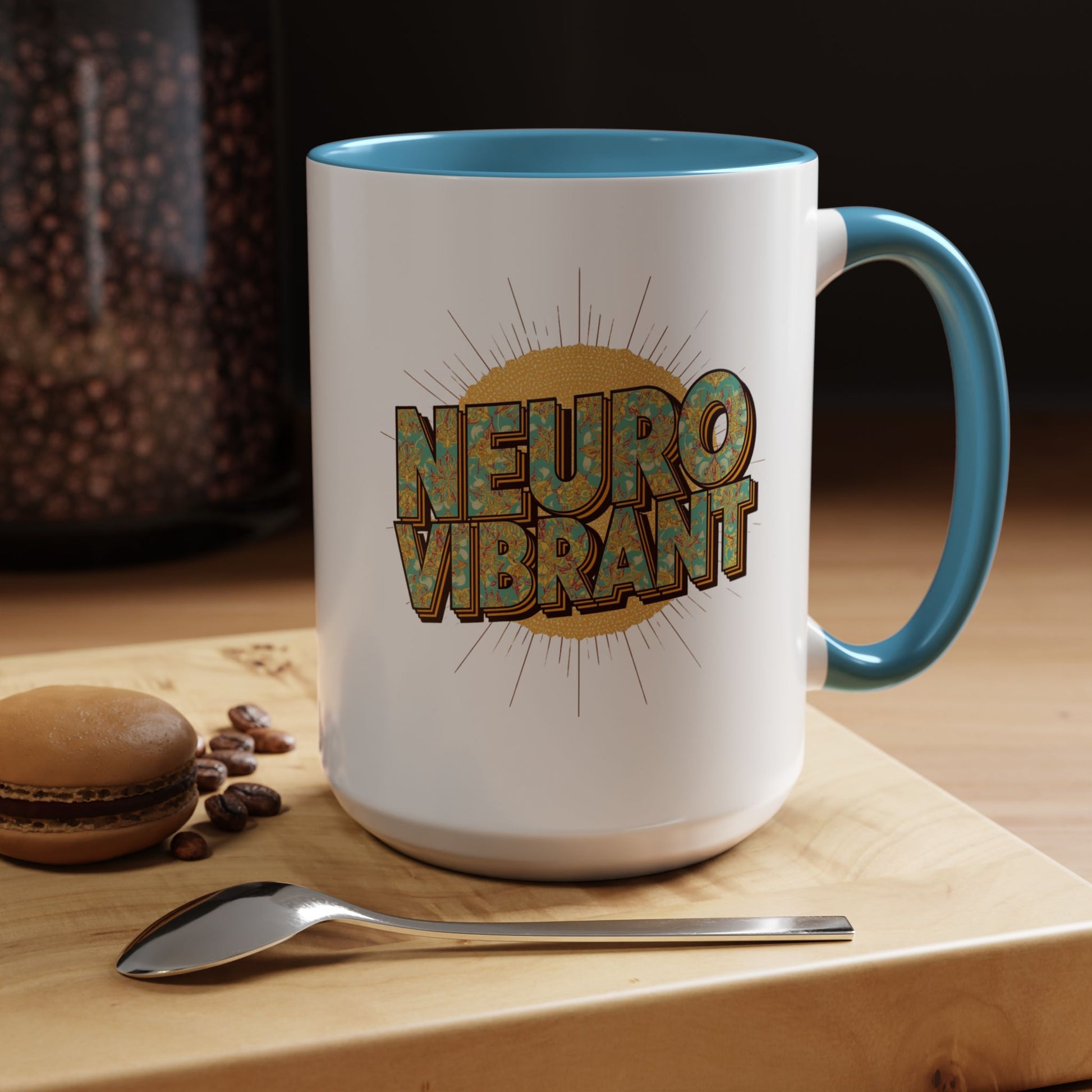 Neuro Vibrant Coffee Mug — Colorful Sunburst Accent Mug (15oz) - You're My Kind of Weird