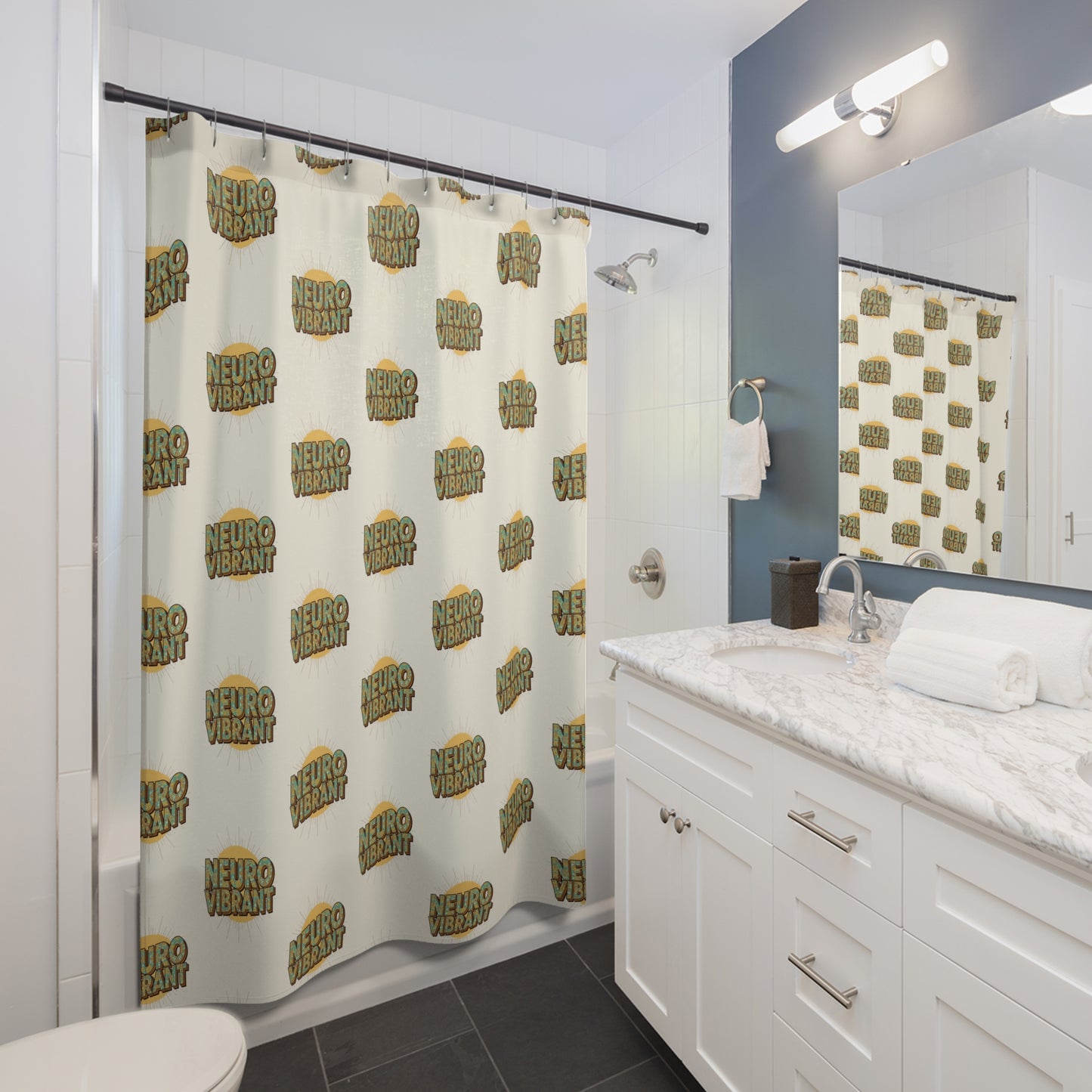 NeuroVibrant Pattern Shower Curtain — Retro Sunburst Bathroom Decor - You're My Kind of Weird