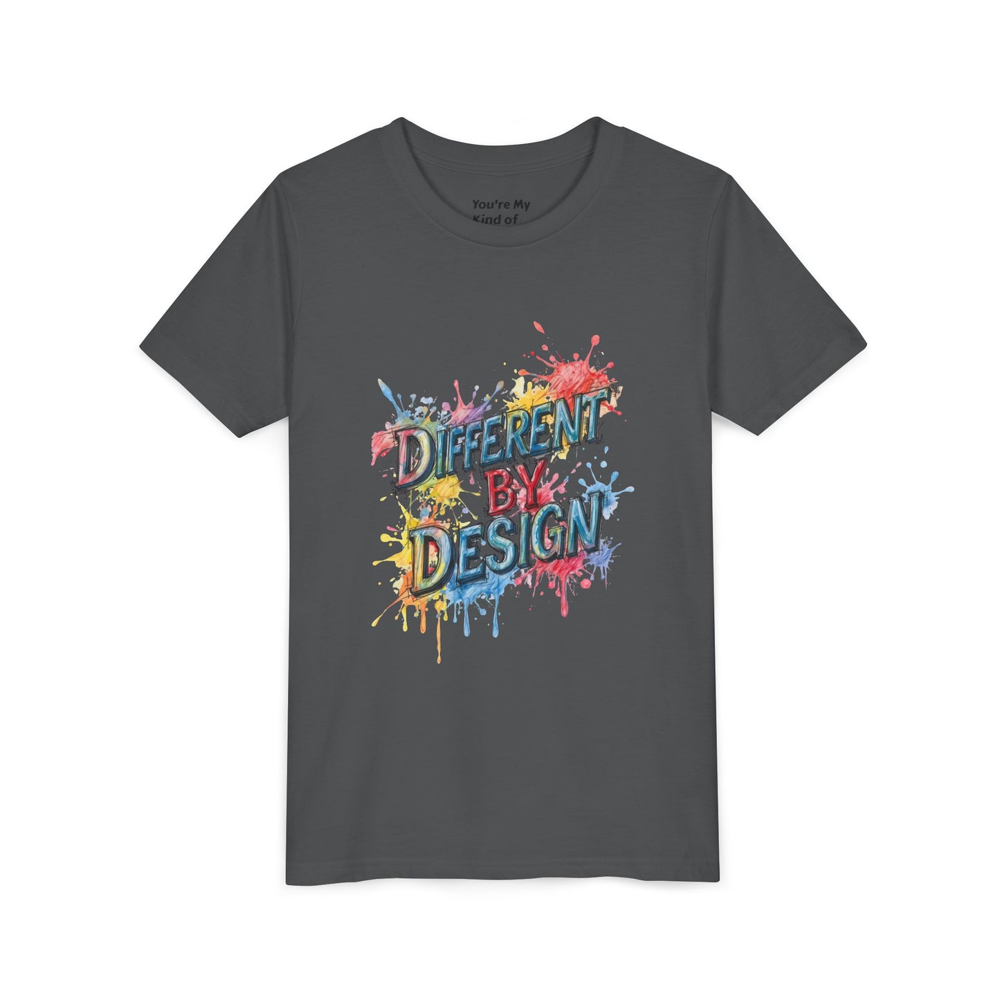 Different by Design Youth Tee - Colorful Graphic Shirt for Kids, Unique Style, Birthday Gift, Fun School Wear, Creative Expression