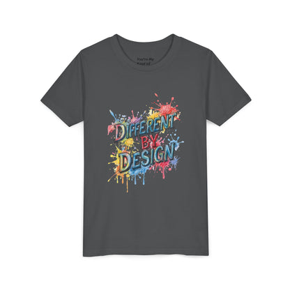 Different by Design Youth Tee - Colorful Graphic Shirt for Kids, Unique Style, Birthday Gift, Fun School Wear, Creative Expression