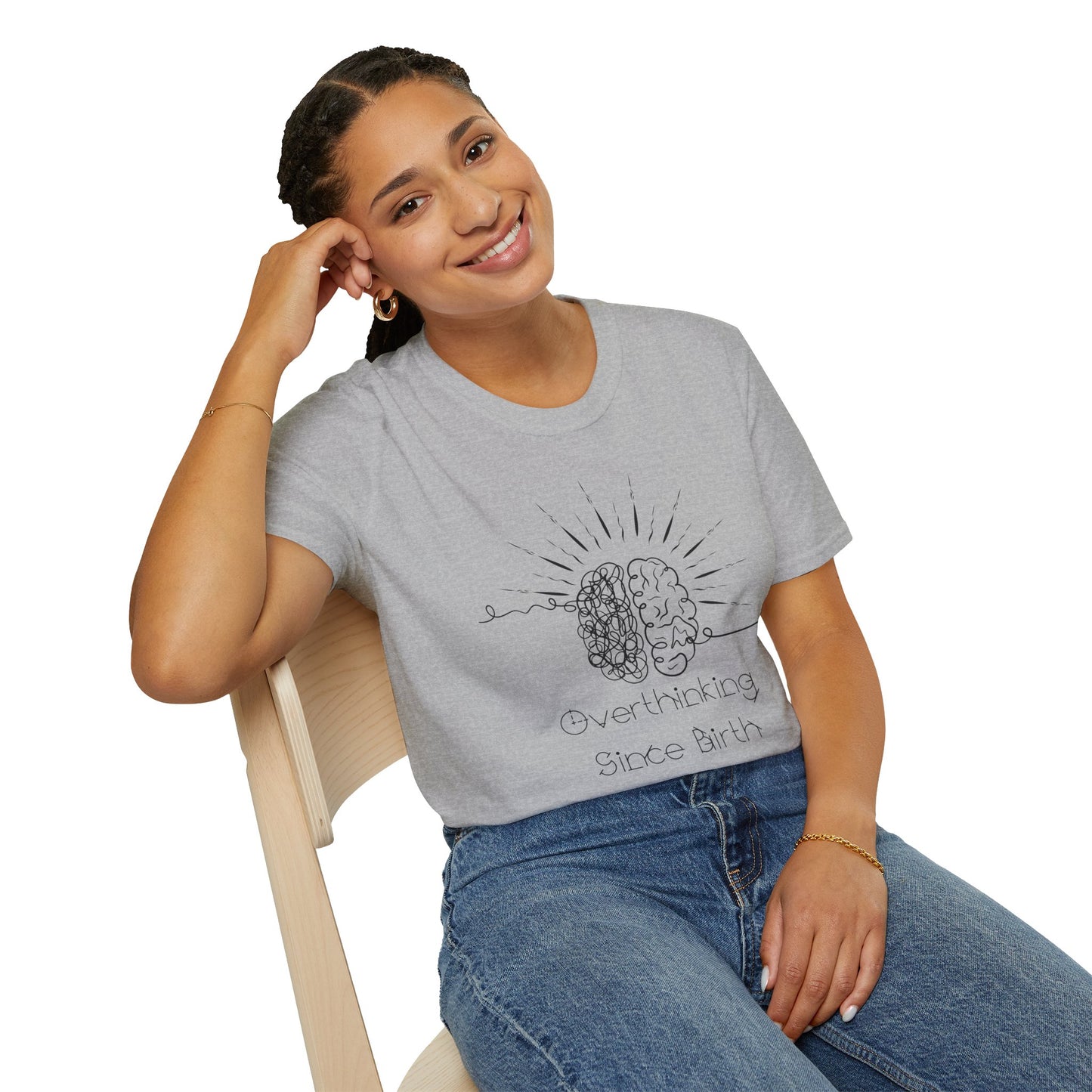 Creative Thinking Unisex T-Shirt, Fun Gift for Overthinkers, Comfortable Casual Wear, Brain Art Tee, Gift for Birthdays or Holidays