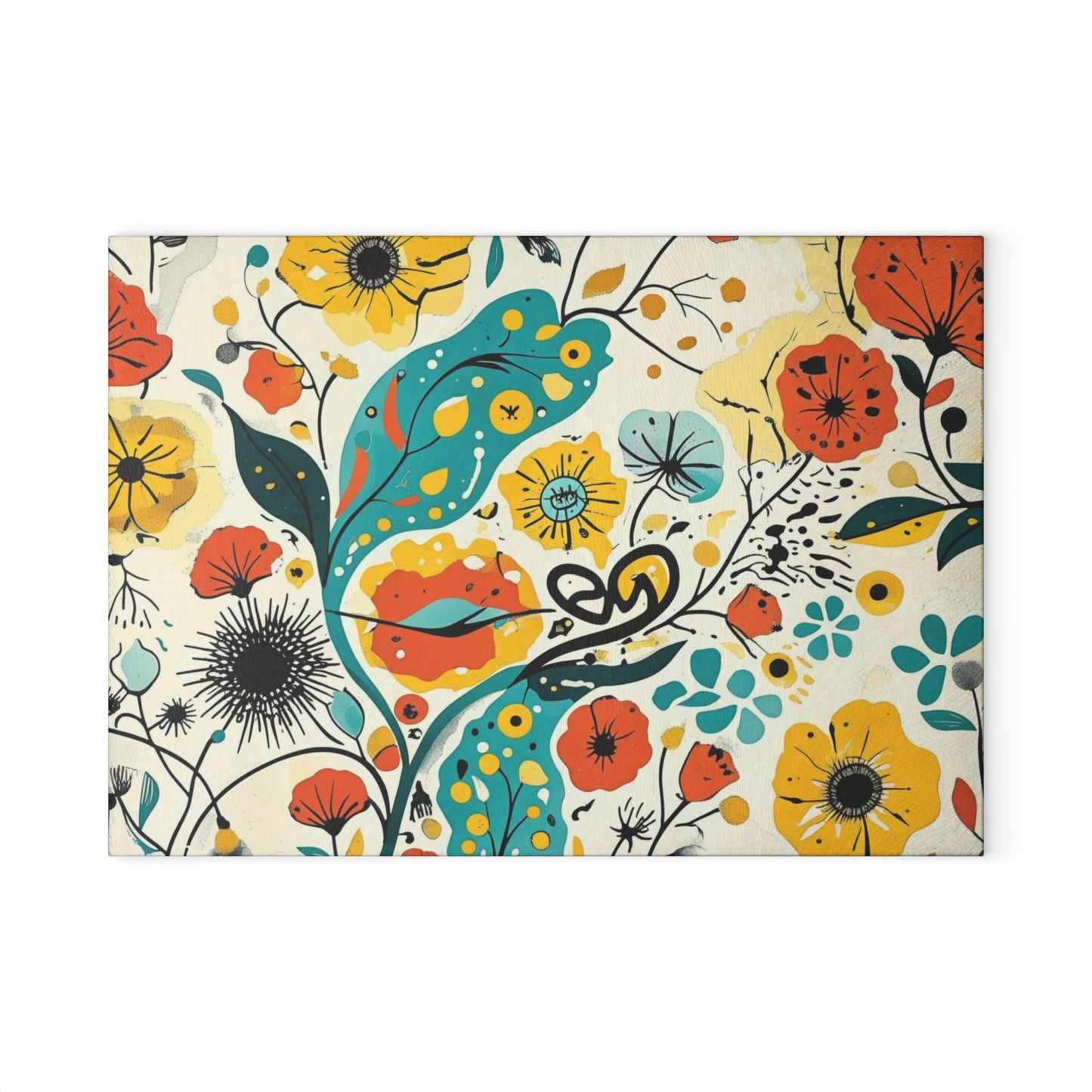 Dopamine Whimsical Floral Pattern Glass Cutting Board | Colorful Wildflowers - You're My Kind of Weird