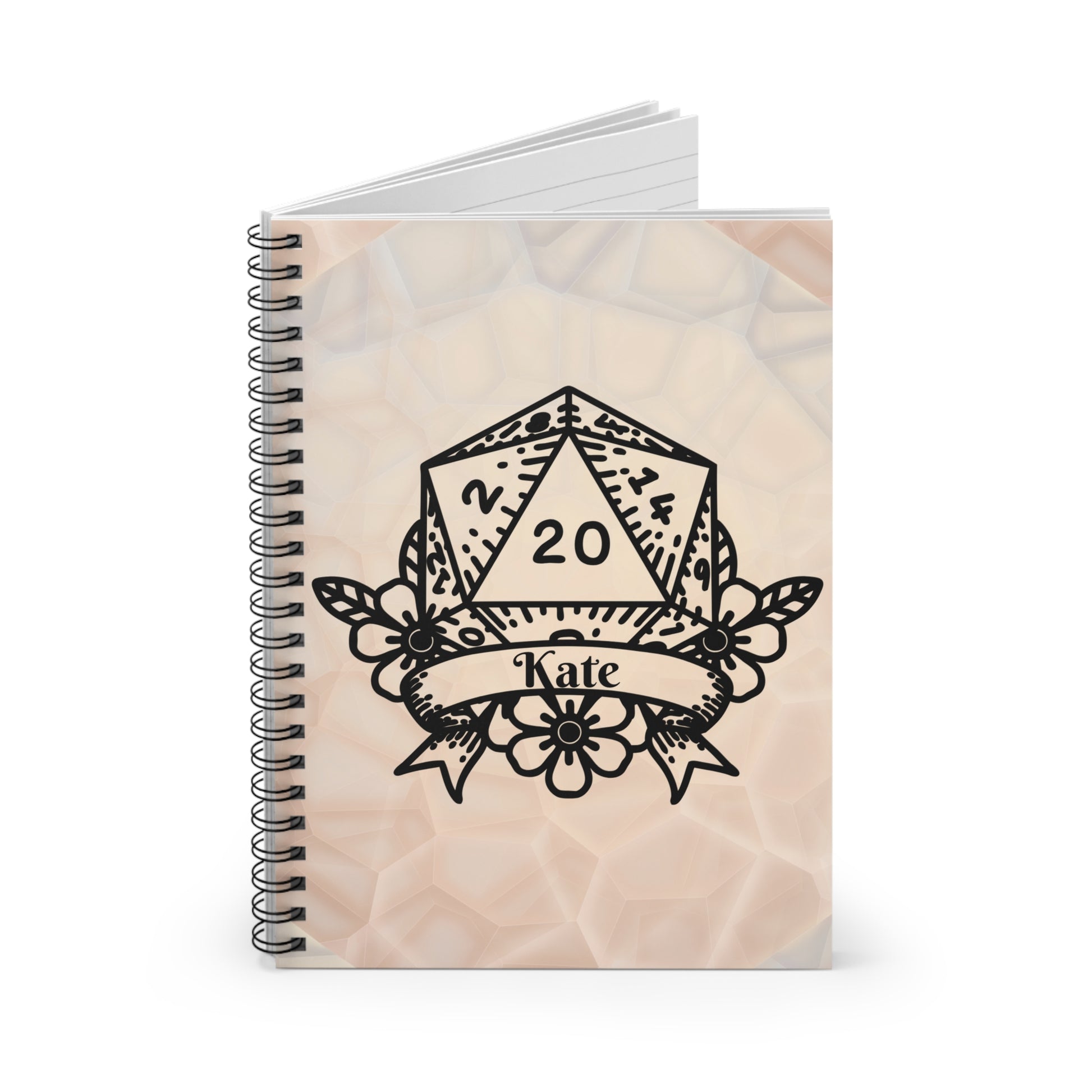 D20 Floral Crest Spiral Notebook | Personalized Ruled Journal - You're My Kind of Weird