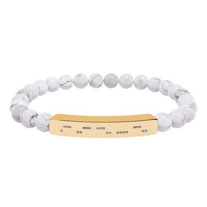 AuDHD Morse Code Bracelet | Natural Stone Stretch Bracelet | Neurodiverse Jewelry - You're My Kind of Weird