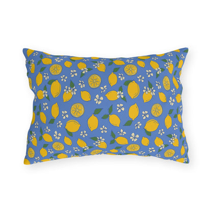 Blue Lemon Outdoor Pillow Cover | Citrus Patio Pillow - You're My Kind of Weird