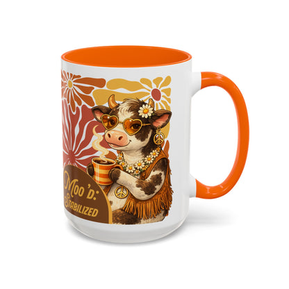 "Moo'd: Stabilized" Hippie Cow Accent Mug (15oz) - You're My Kind of Weird