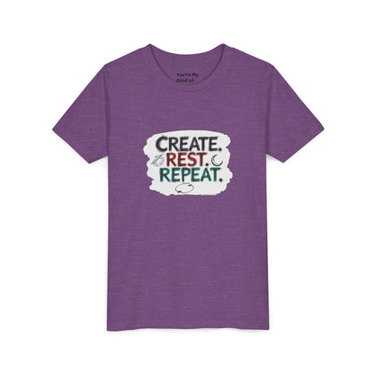 Create. Rest. Repeat. Kids Kwanzaa Shirt | Youth Creativity Tee | Uplifting Holiday Gift for Young Dreamers - You're My Kind of Weird