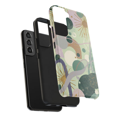 Dopamine Fun Abstract Celestial Pattern Samsung Phone Case | Green Gold Stars - You're My Kind of Weird