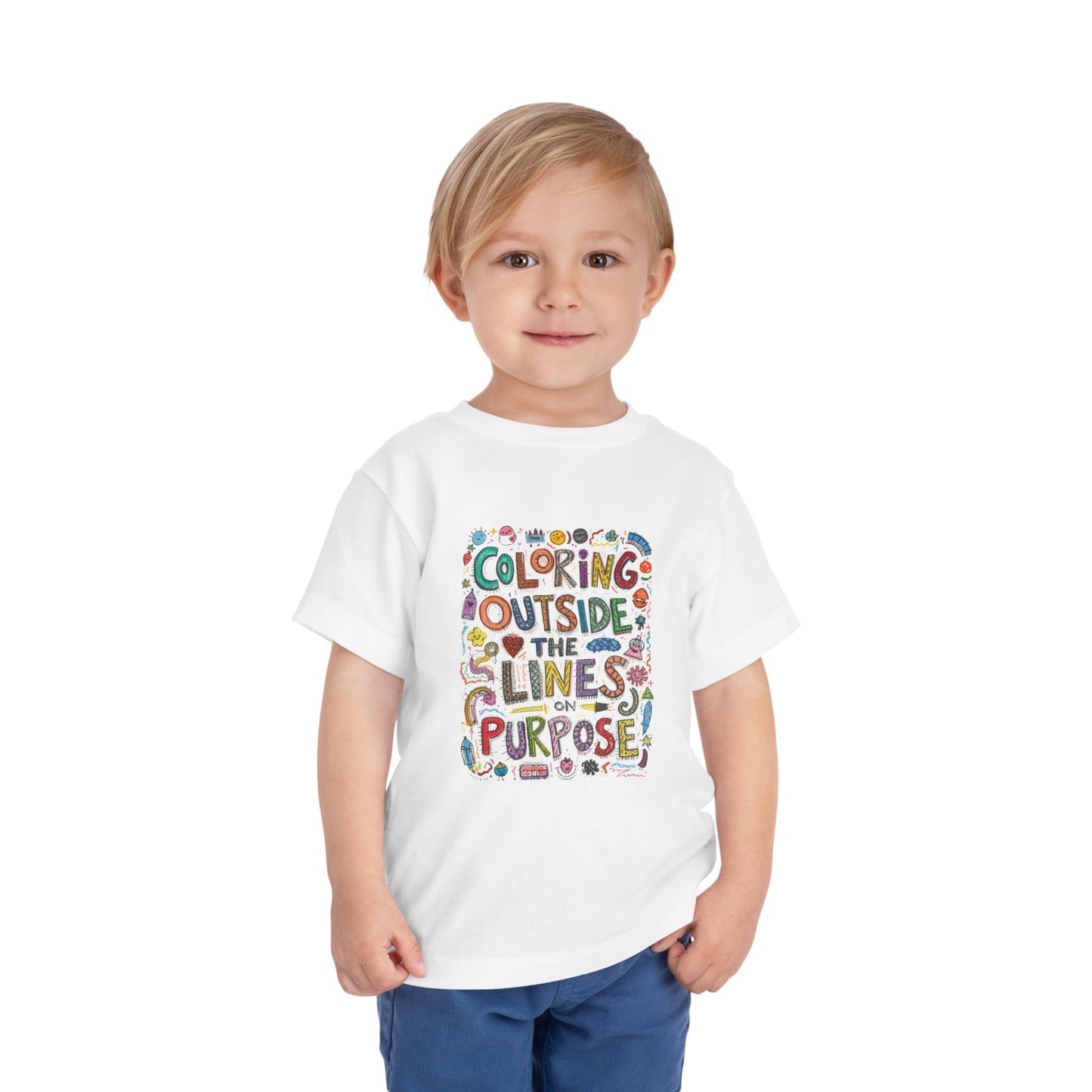 Creative Toddler Short Sleeve Tee - "Coloring Outside the Lines on Purpose", Kids' Gift, Playful Apparel, Summer Outfit, Art-Inspired [...]
