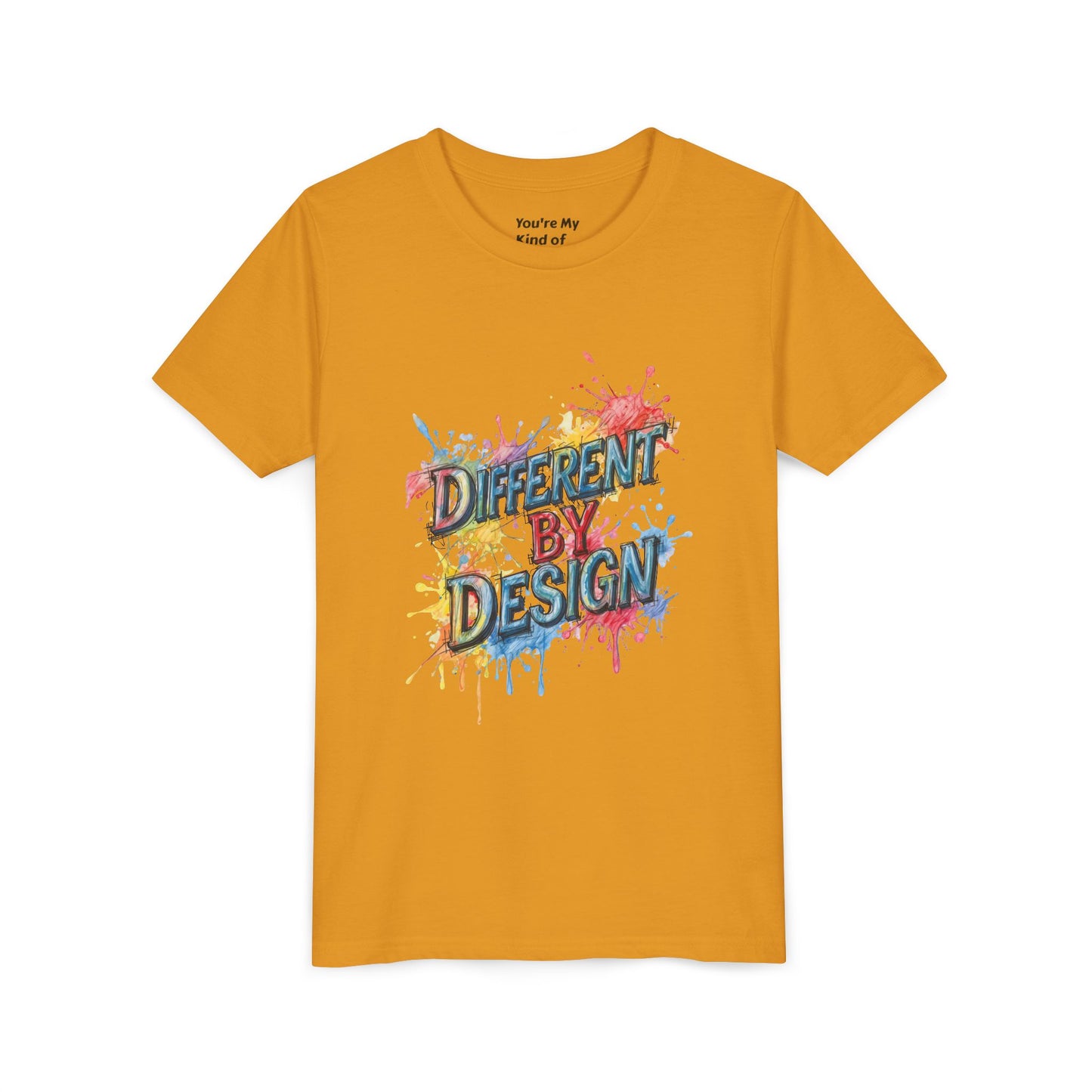 Different by Design Youth Tee - Colorful Graphic Shirt for Kids, Unique Style, Birthday Gift, Fun School Wear, Creative Expression