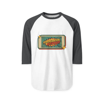 Unisex Three-Quarter Sleeve Raglan Shirt - Hyperfixation Elevated, Funny Gamer Tee, Gift for Nerds, Casual Wear, Birthday Celebration Tee