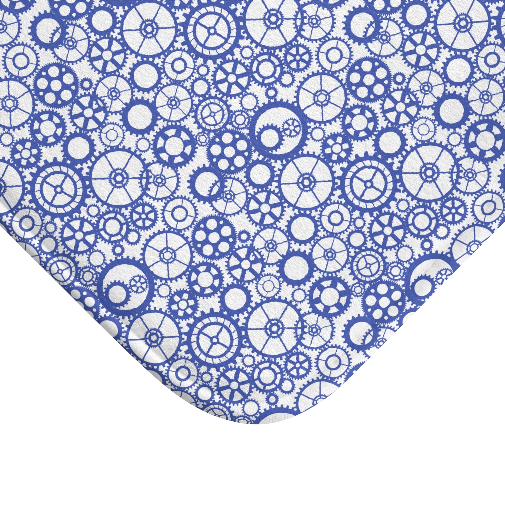 Gear Pattern Bath Mat, Blue White Bathroom Rug - You're My Kind of Weird