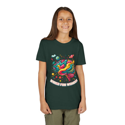 Youth Tee — Colorful Brain Art "Wired for Wonder" Kids T-Shirt - You're My Kind of Weird