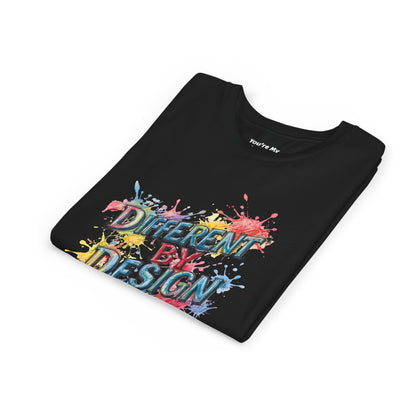 Different by Design Youth Tee - Colorful Graphic Shirt for Kids, Unique Style, Birthday Gift, Fun School Wear, Creative Expression