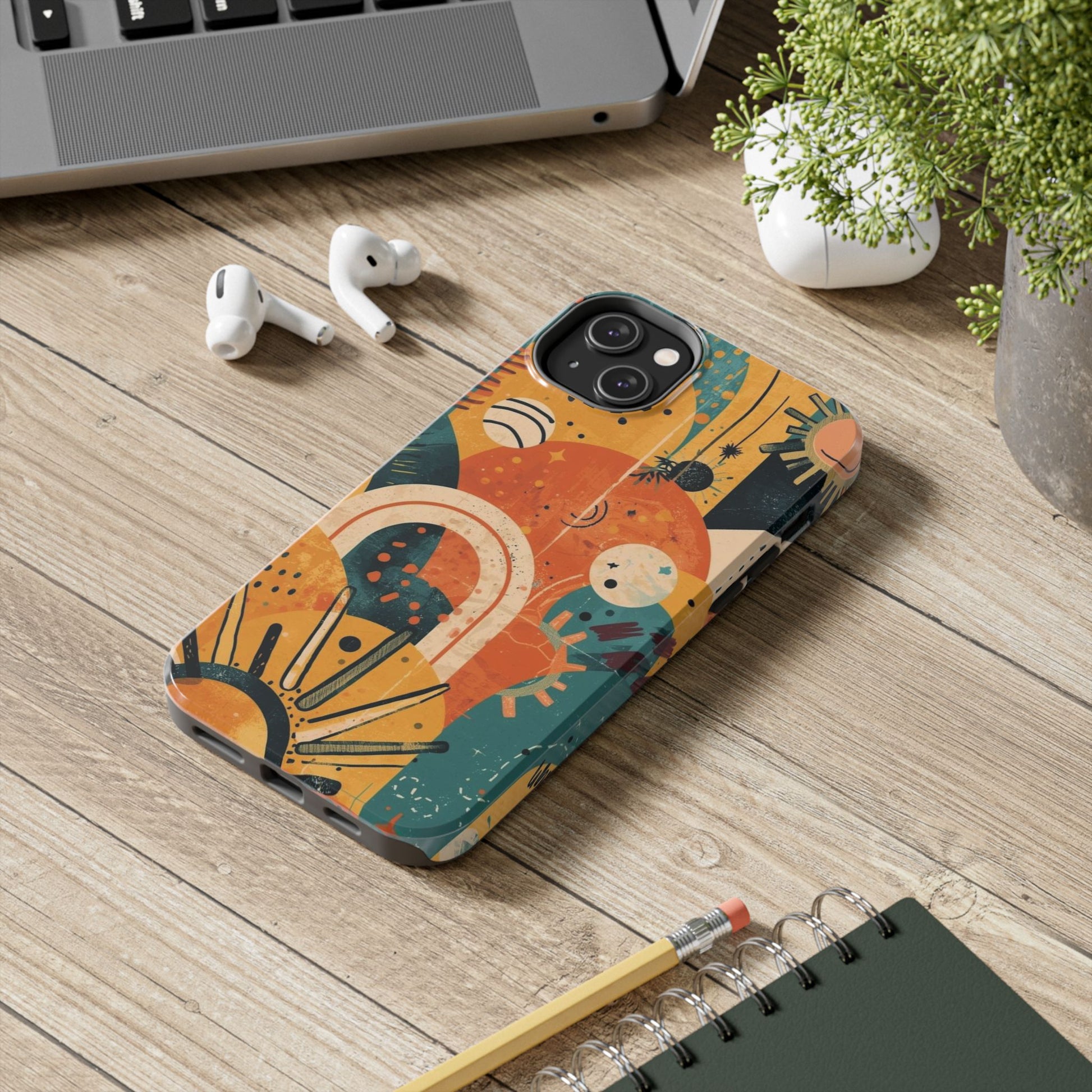 Dopamine Abstract Retro Sun and Moon iPhone Case | Tough Phone Cases - You're My Kind of Weird