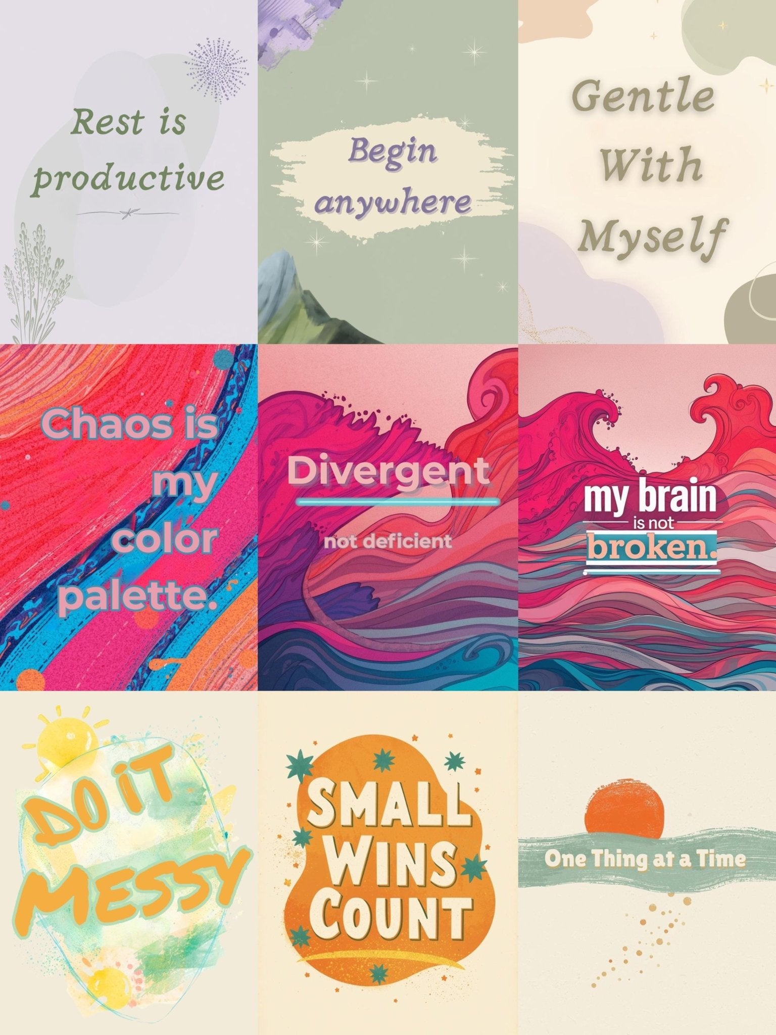 Bright ADHD Affirmation Poster Bundle • Dopamine Decor Wall Art - You're My Kind of Weird
