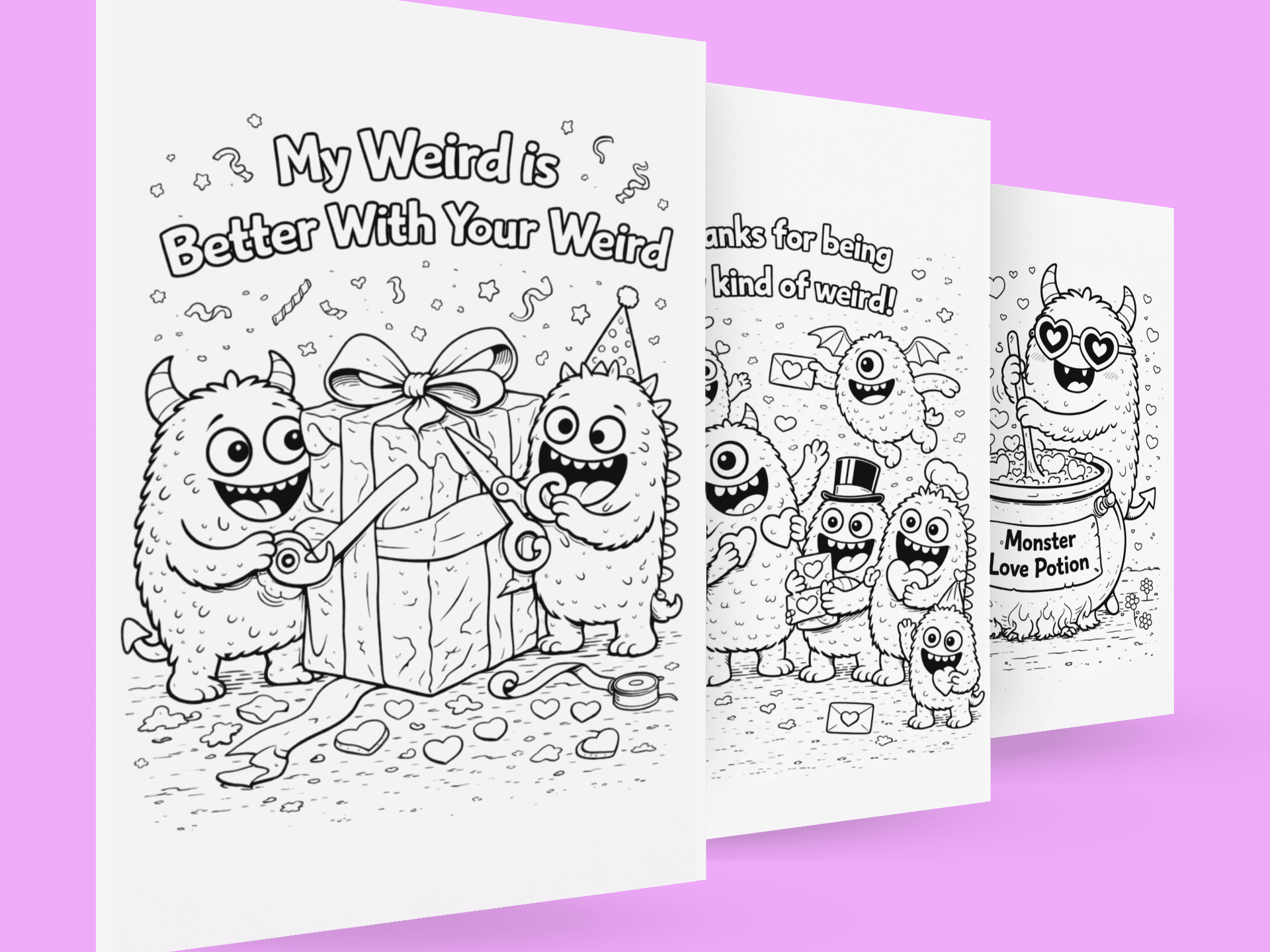 You’re My Kind of Weird: Monster Valentine Coloring Pages - You're My Kind of Weird