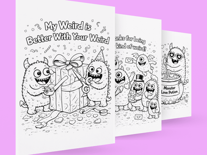 You’re My Kind of Weird: Monster Valentine Coloring Pages - You're My Kind of Weird
